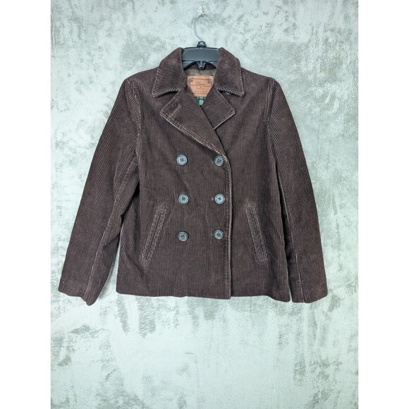 VTG Ralph Lauren Corduroy Blazer Women's P/P Double Breast Button Lined Jacket - Picture 1 of 7